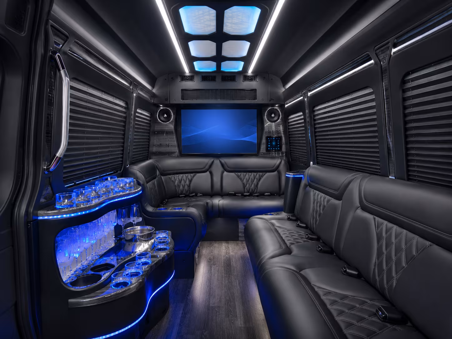 elizabeth 28 passenger party bus inside