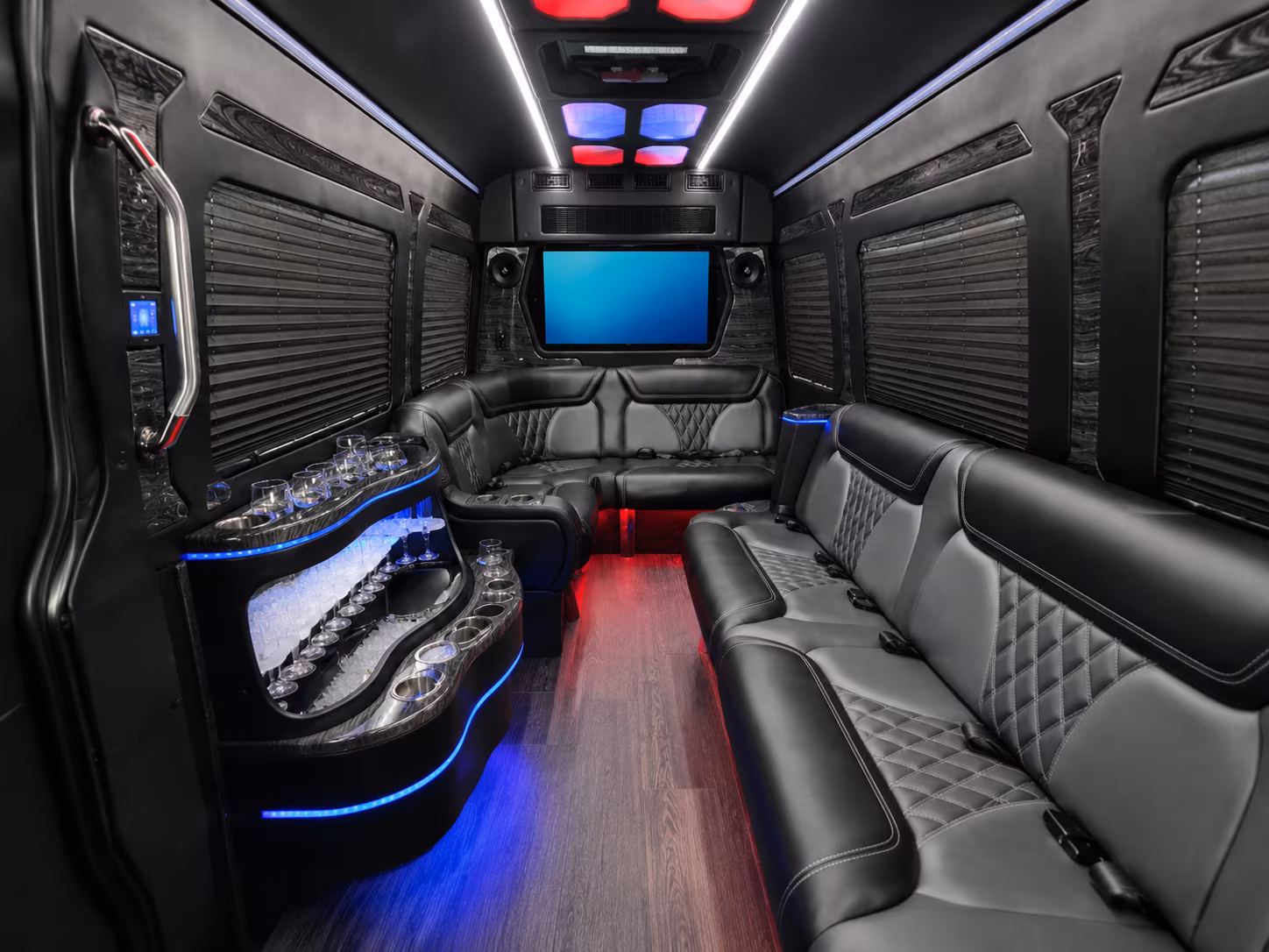 elizabeth 30 passenger party bus interior